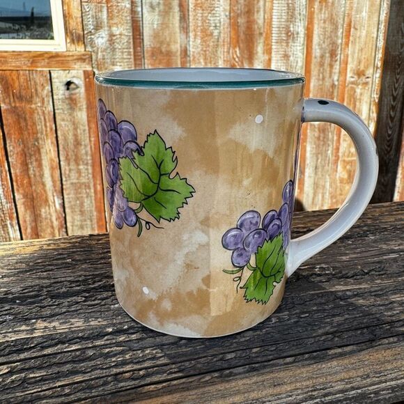 Bois‎ D'Arc Tutti Fruitti ESSEX COLLECTION Grapes Coffee Mug Cup Glass - Picture 1 of 11